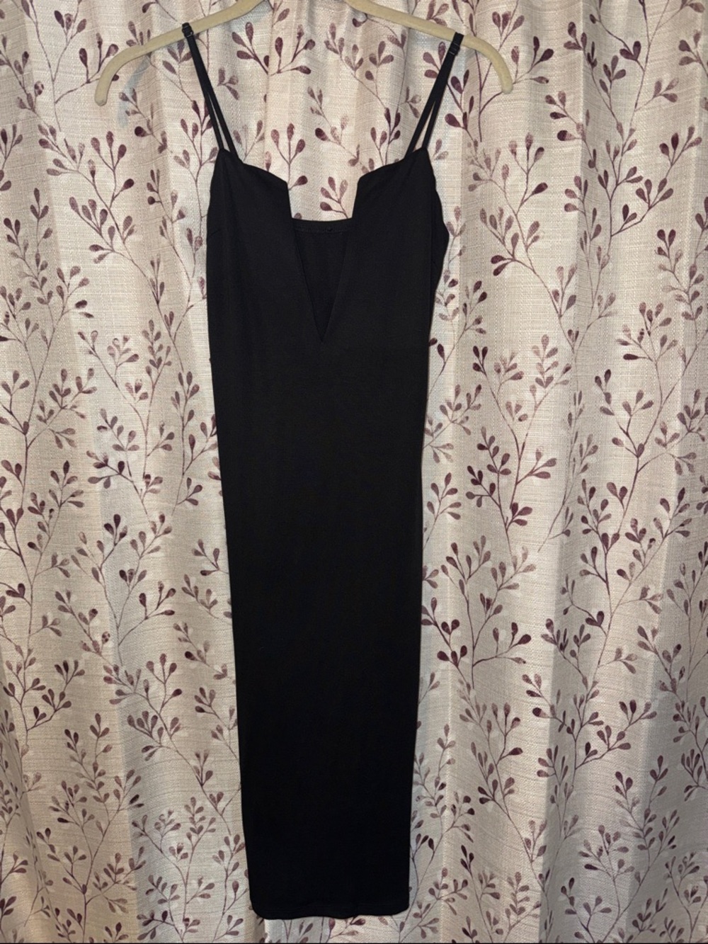 Classic Black Spaghetti-Strap Midi Dress
